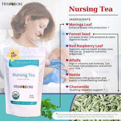 Organic Nursing Tea - Lactation Tea for Breastfeeding Moms to Boost Milk Supply