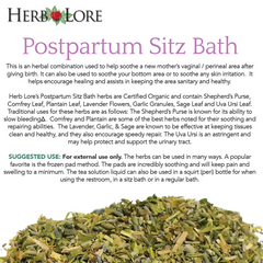 Herb Lore Postpartum Sitz Bath – USDA Organic - Soothing Herbal Care for Perineal Comfort